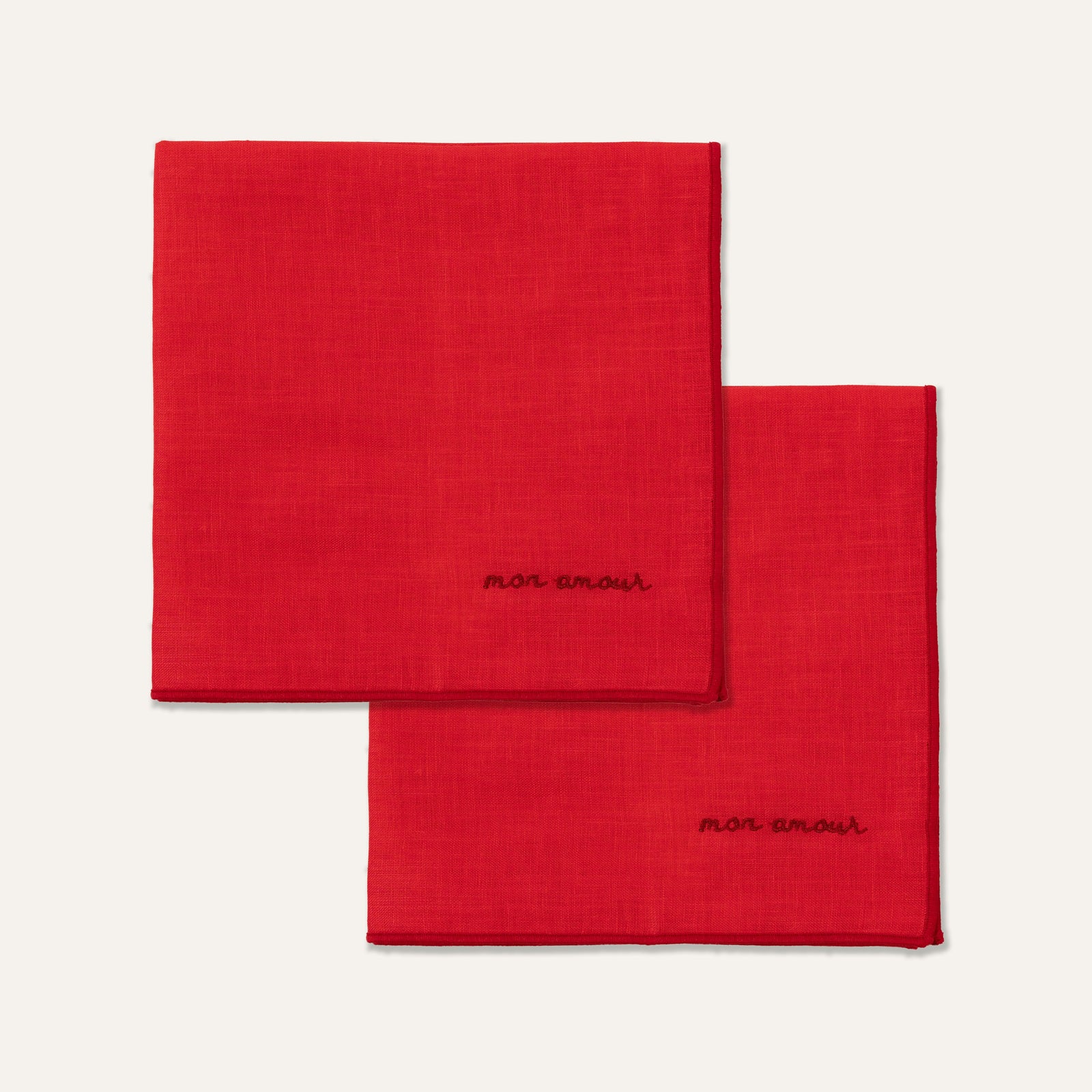 Mon Amour Linen Napkins Red - Set of 2
