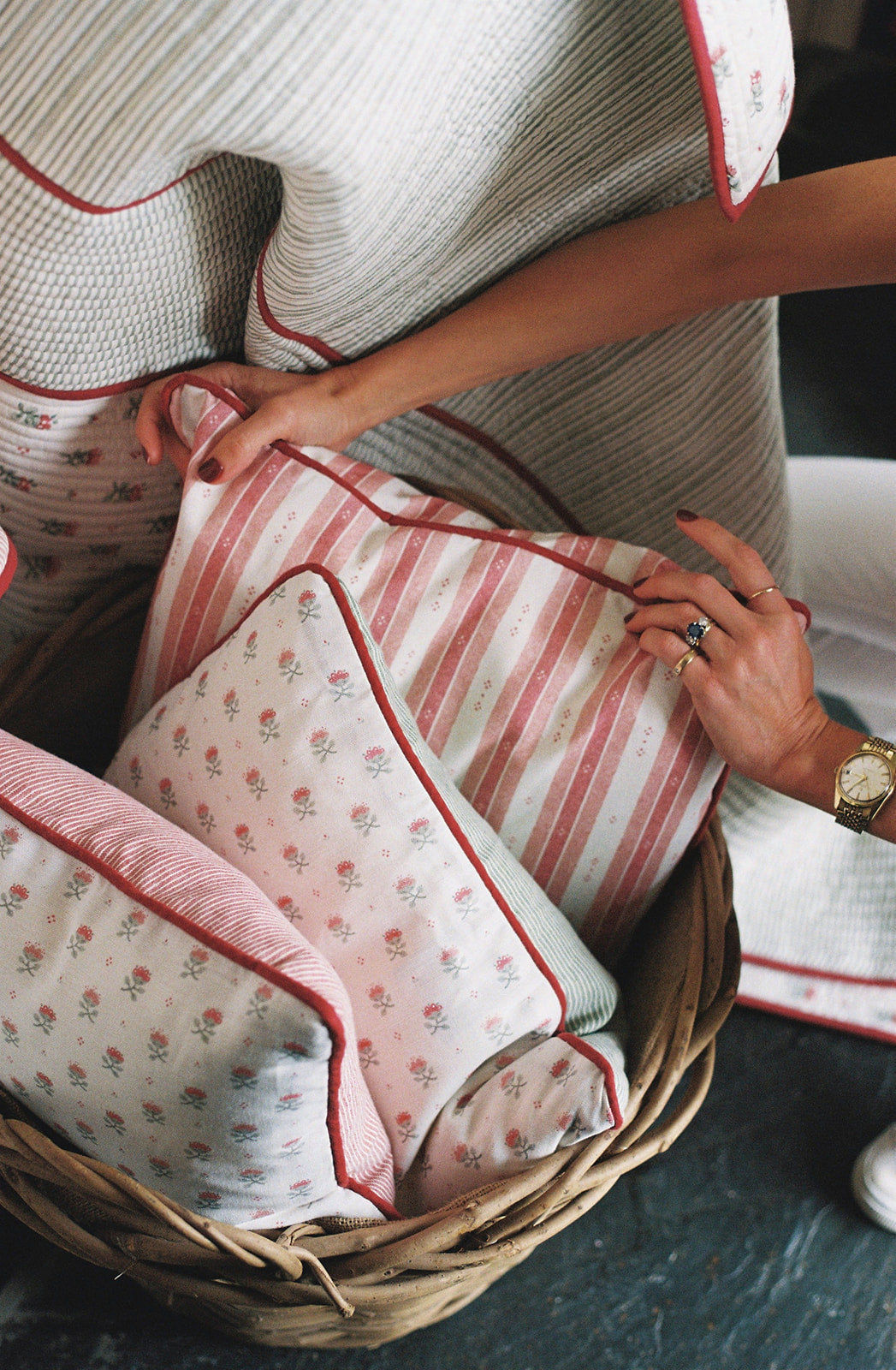 Salzburg Stripe Red & Green Cushion – Rectangle