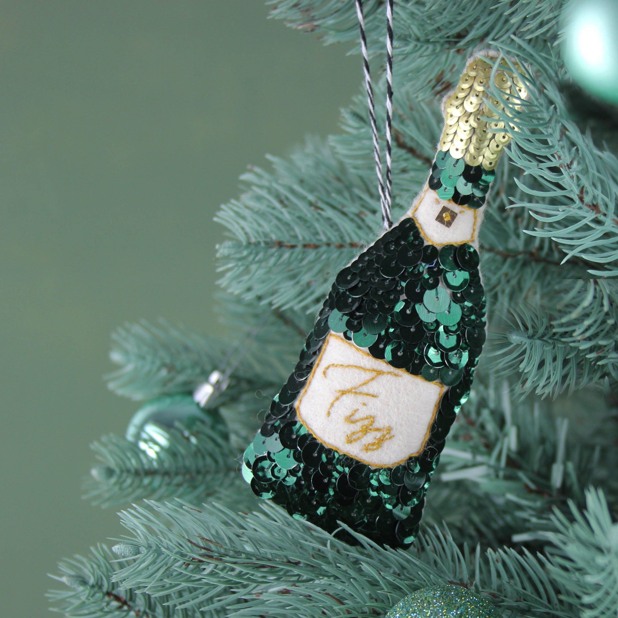 Green Fizz Sequin Ornament Set