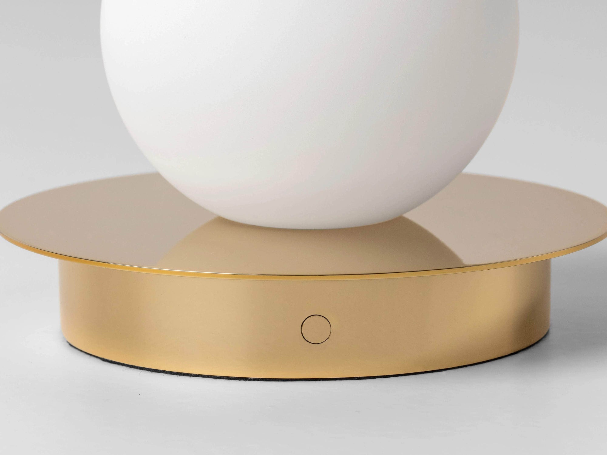 Brass opal disk rechargeable table lamp