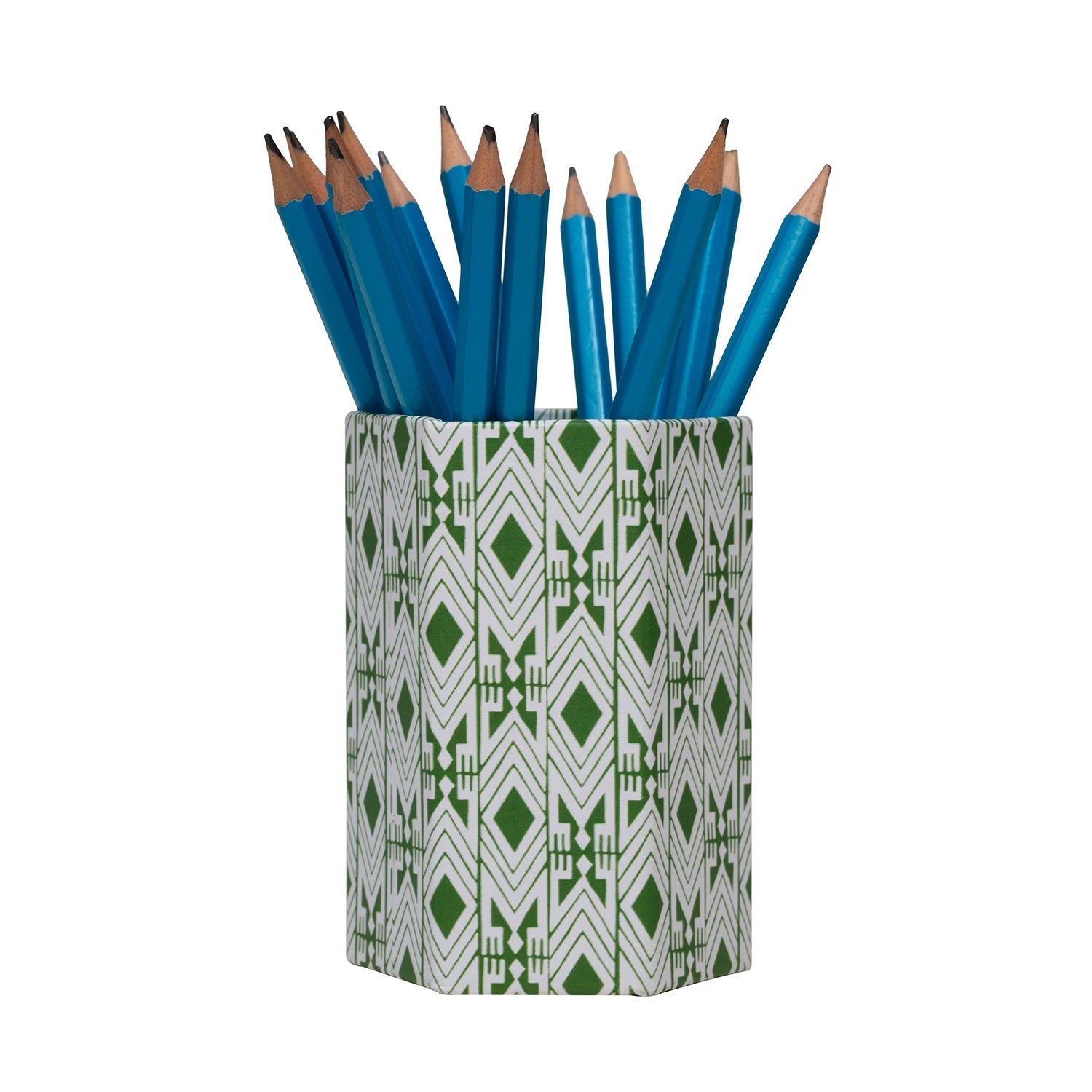 Tijan Nori Green Hexagonal Brush Pot