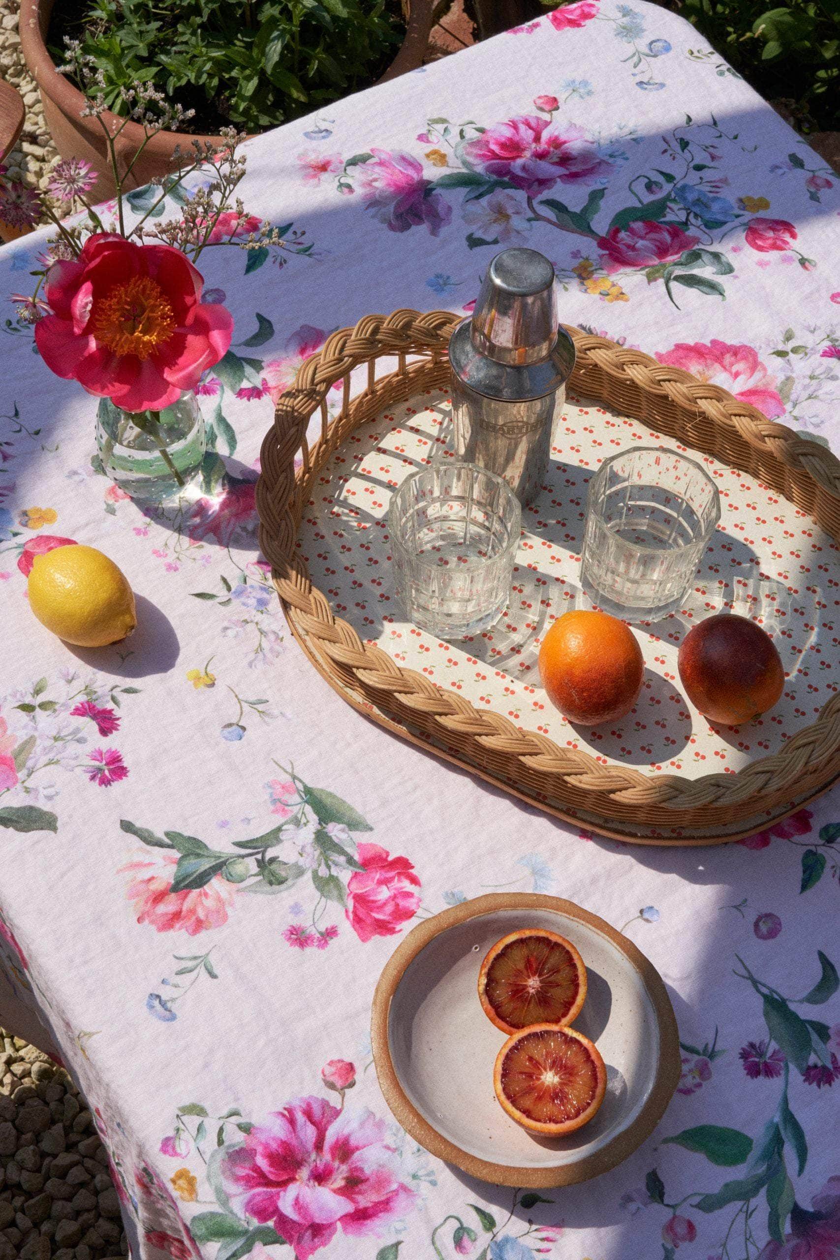 Peony Bloom Linen Tablecloth