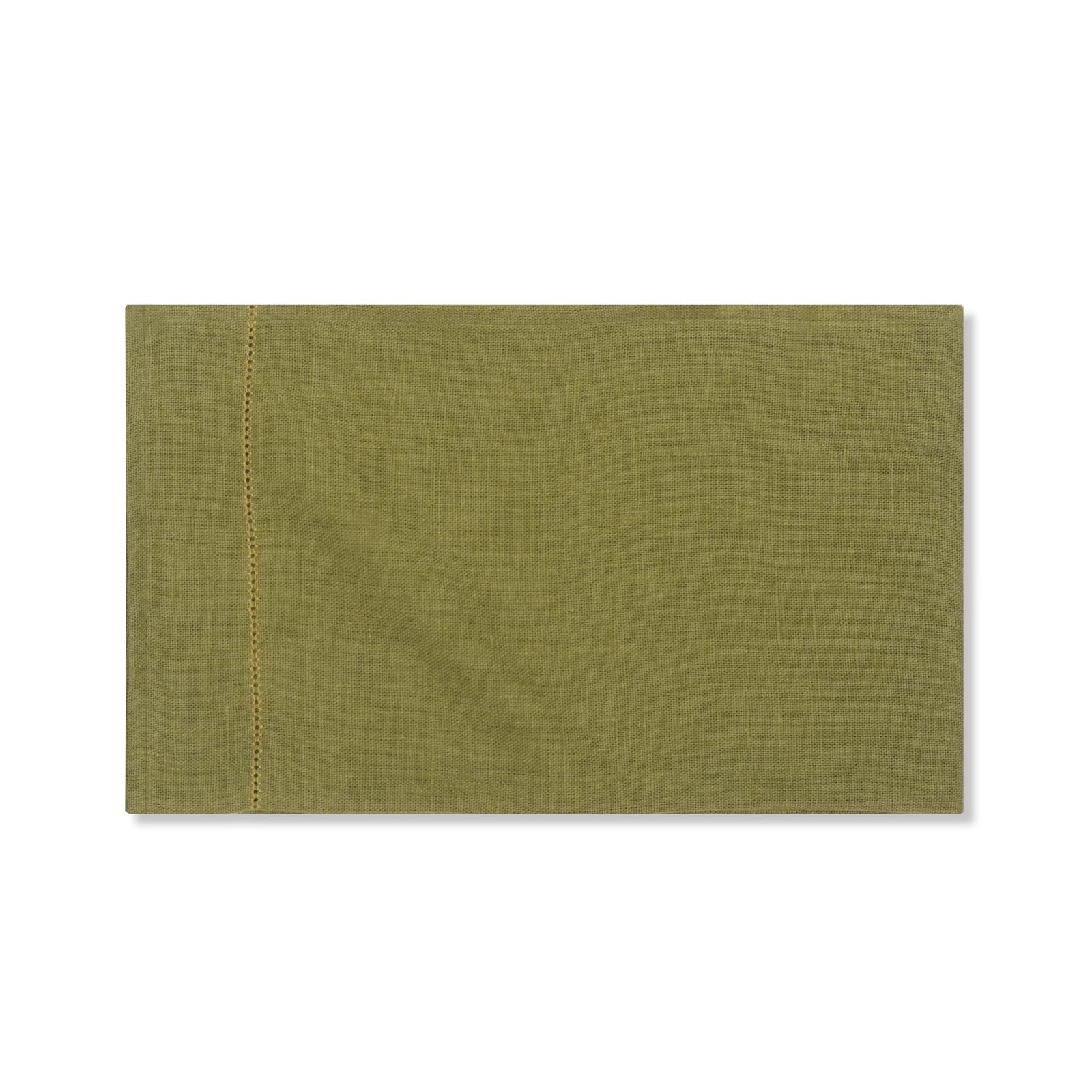 Fern Green Hand Towel with Ochre Hemstitch