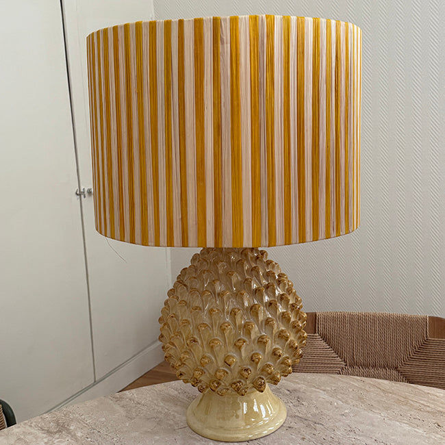 Ochre Striped Lampshade in Raffia
