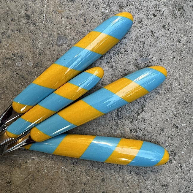 Cutlery Set of 4 Stripes Blue