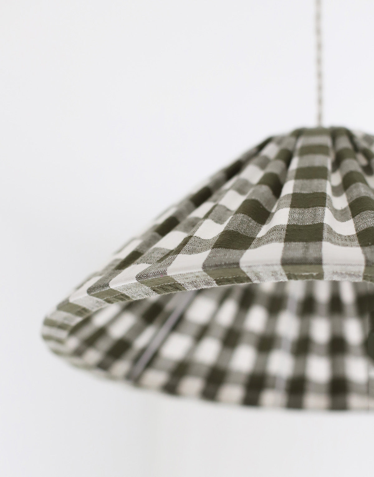Malala Conical Pendant Light in Khaki with Large Check Pattern