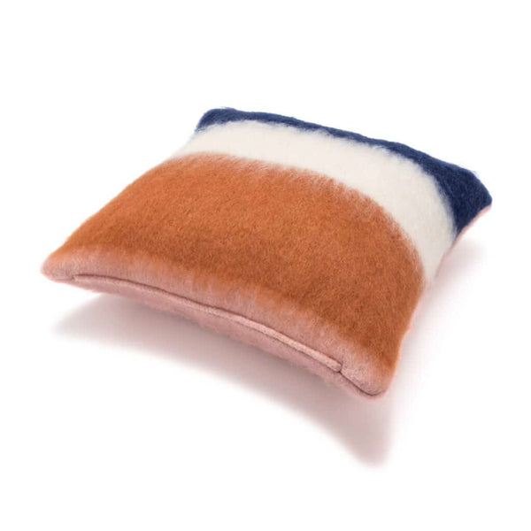 Viso Mohair Pillow Pink, Camel, White and Navy Colour Block