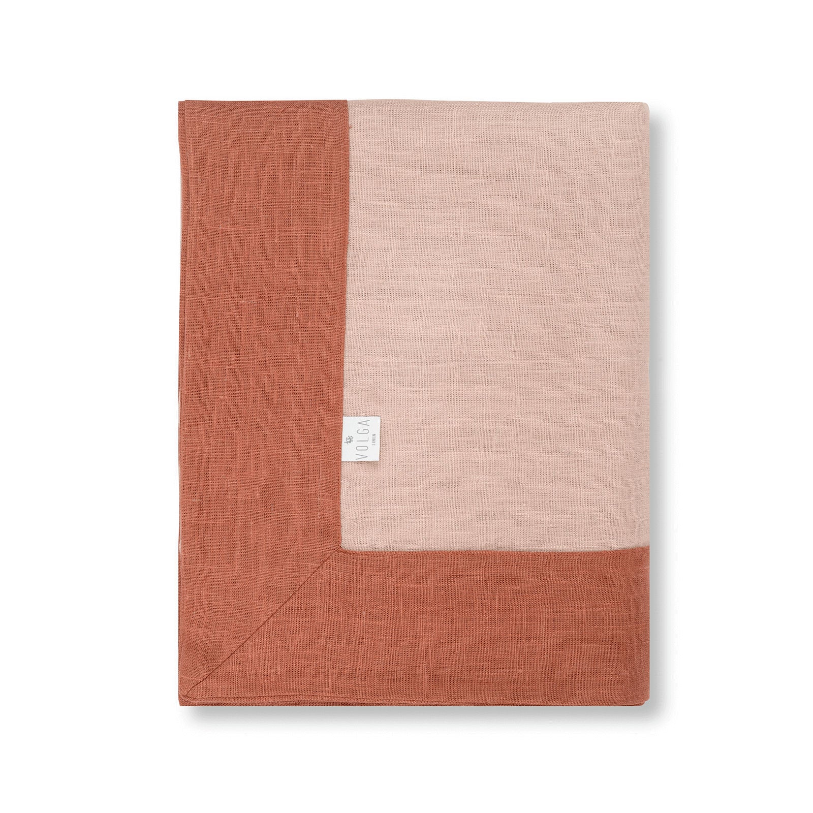Linen Throw in English Rose with Terracotta Border