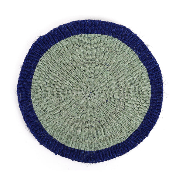 KALAMU: Sapling Green and True Blue Sisal Circular Placemat