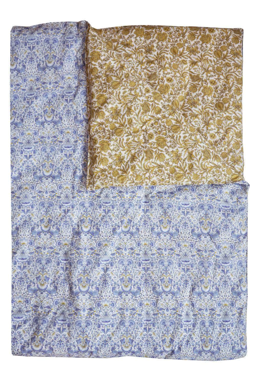 Reversible Heirloom Quilt Made With Liberty Fabric Lodden China Blue & Sambourne Yellow