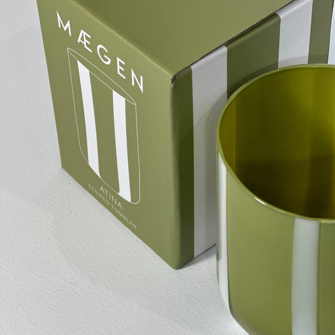 Atina Glassware | Olive & White
