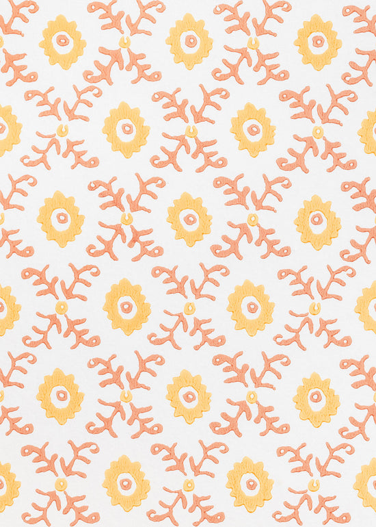 Folk Flower Pendant Lampshade - Yellow / Terracotta