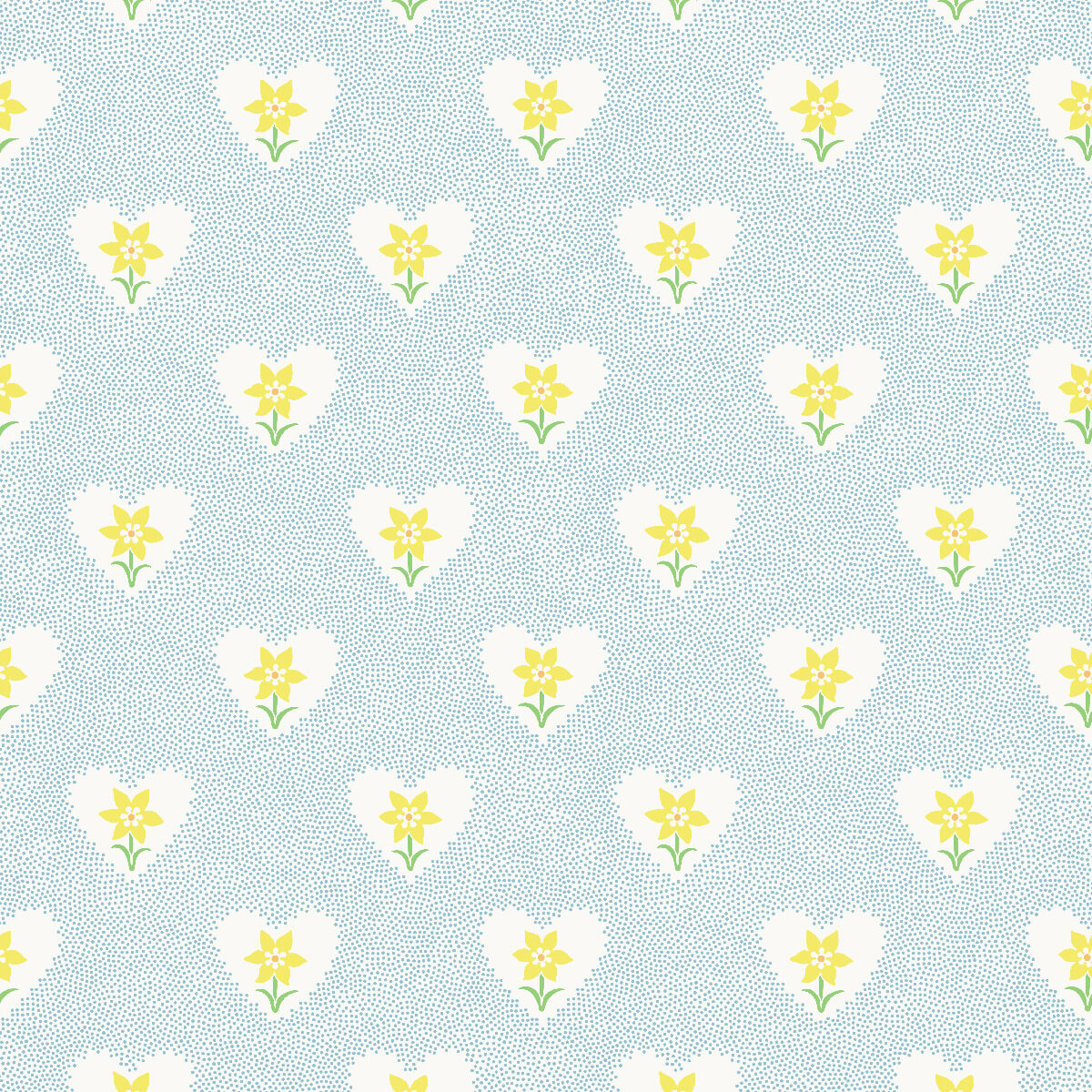 Daffodil Hearts Wallpaper - Sky Blue