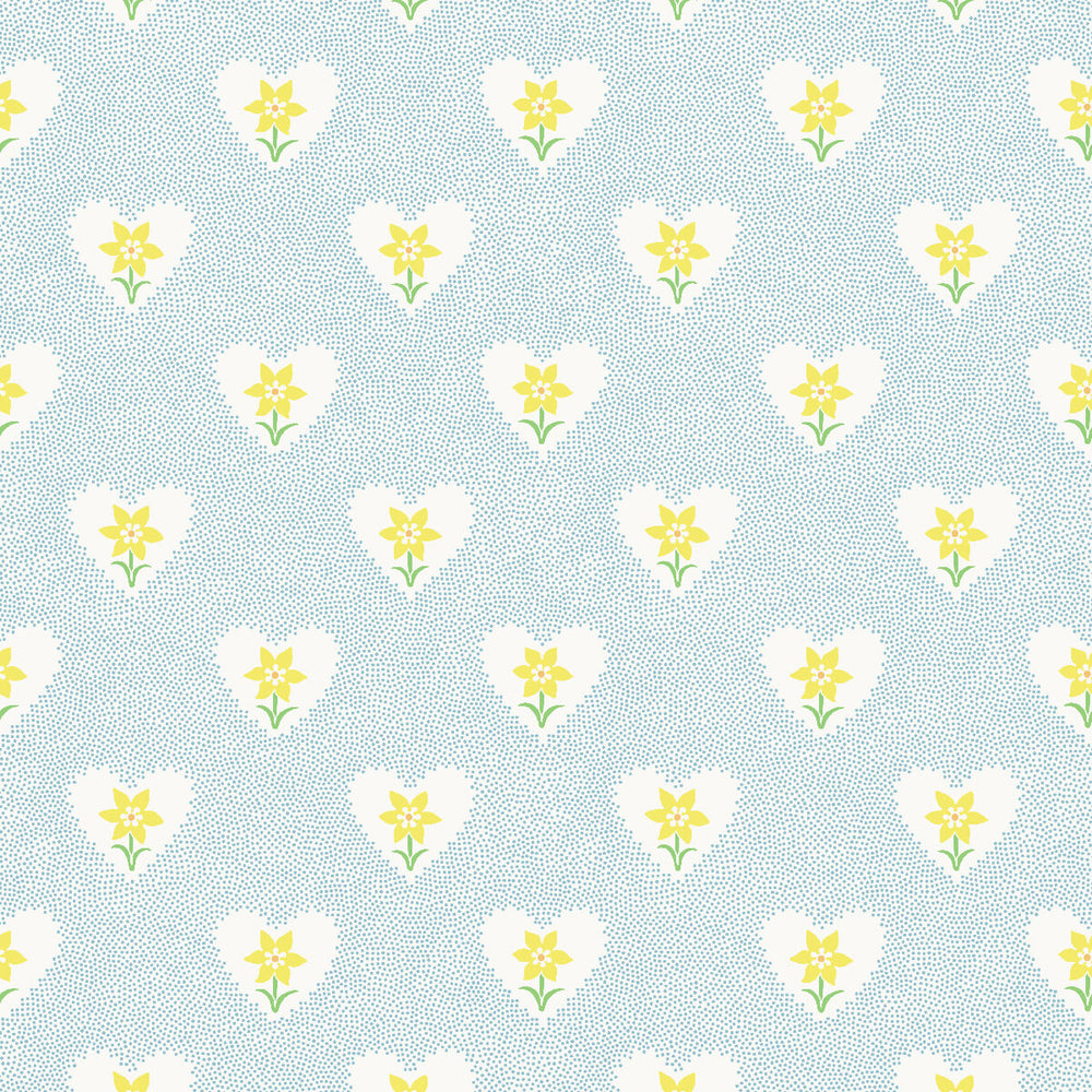 Daffodil Hearts Wallpaper - Sky Blue