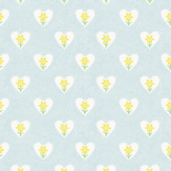 Daffodil Hearts Wallpaper - Sky Blue