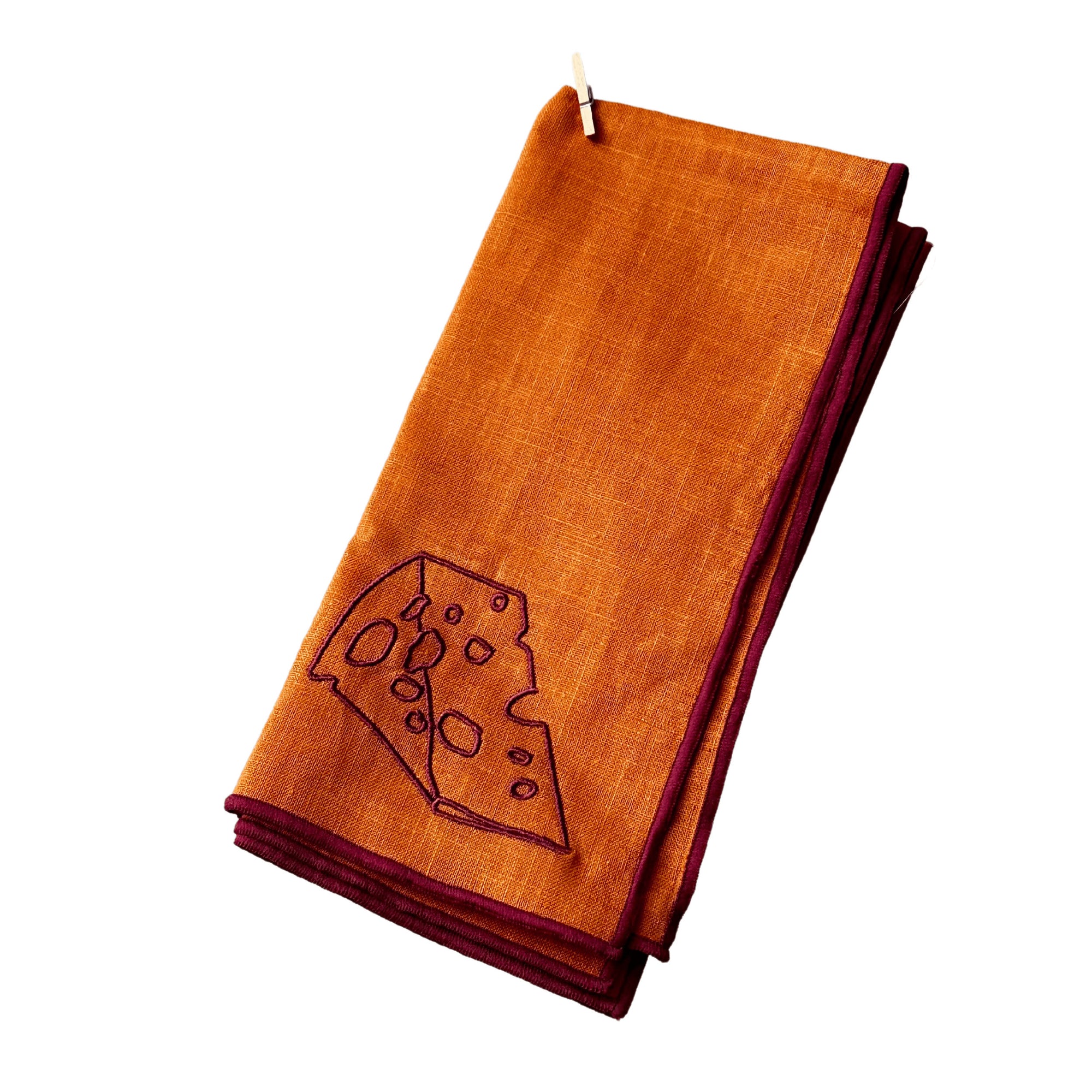 Linen Embroidered Napkins | 'Cheese'