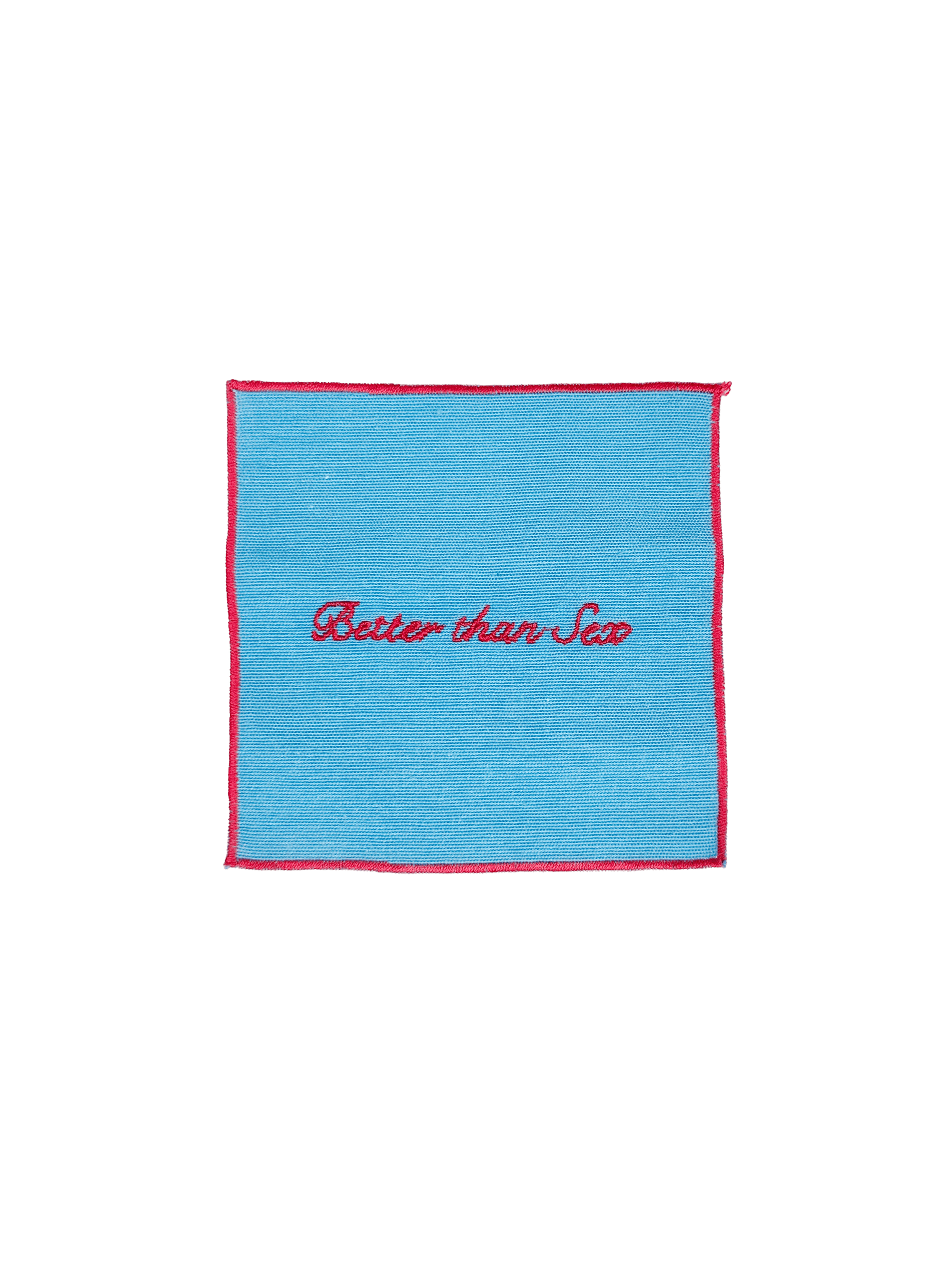 Set of 4 Cocktail Napkins - Light Blue and Red