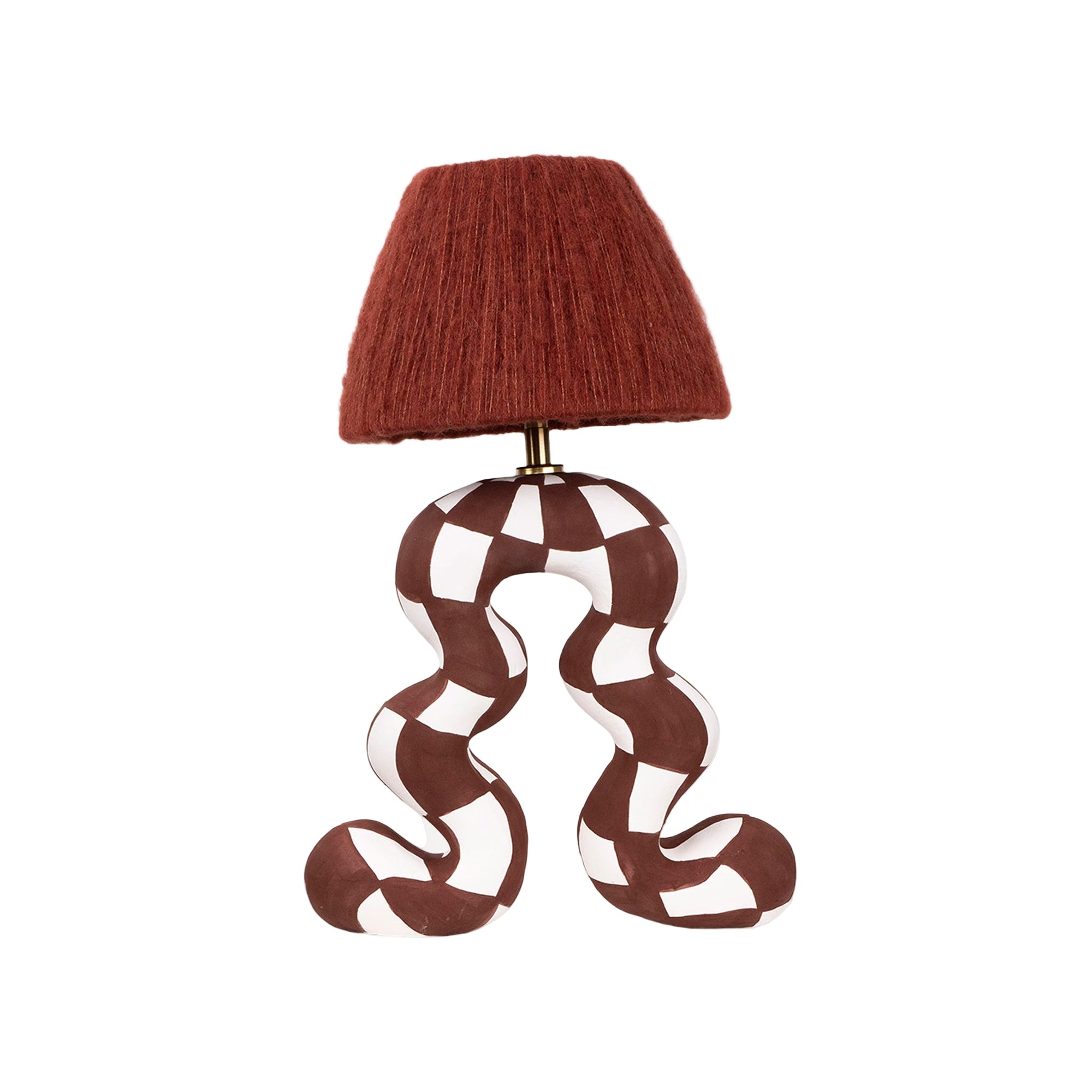 'Wiggle' Table Lamp - Brown & White Checkerboard