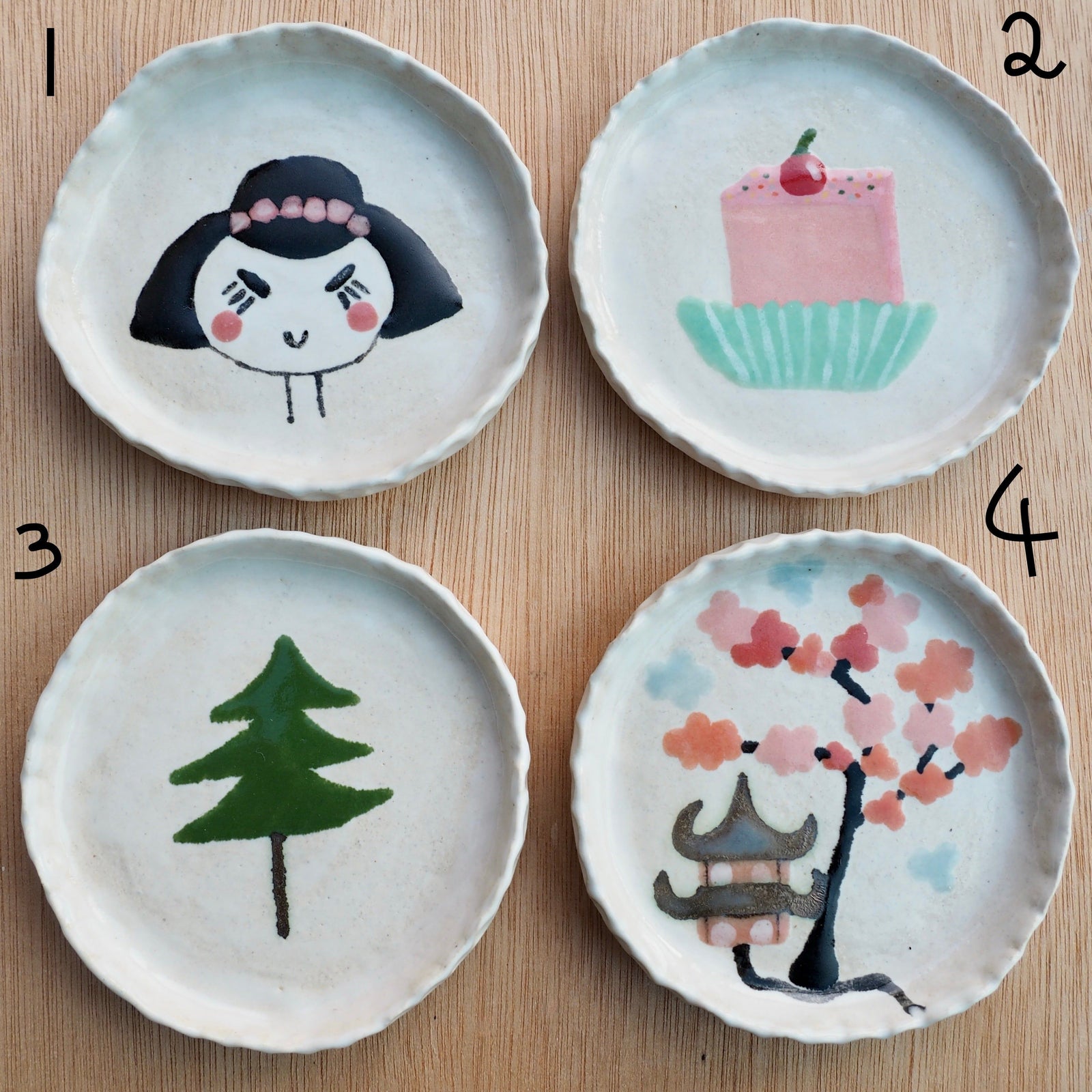 Handmade Little Ceramic Illustrated Ring Dishes Inspired by Japan.