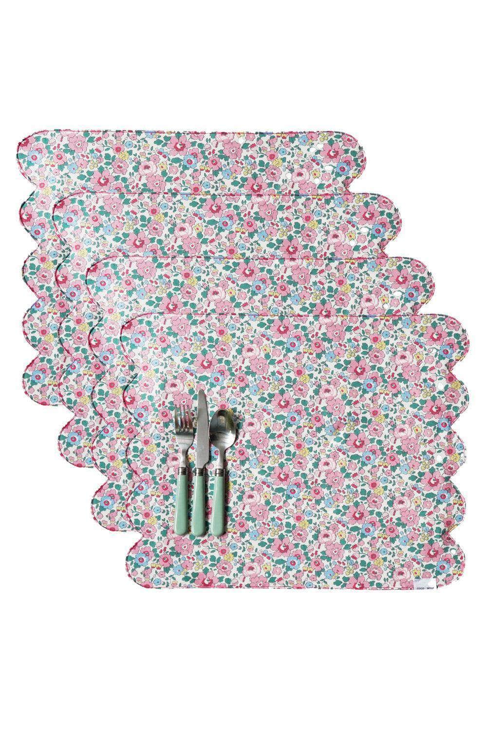 Reversible Cloud Placemat Made With Liberty Fabric Betsy Candy Floss & Capel Fuchsia Pink