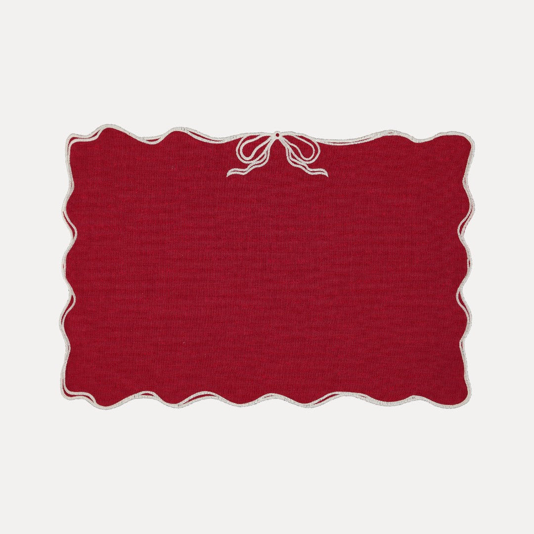 Viena Placemat, Red with White