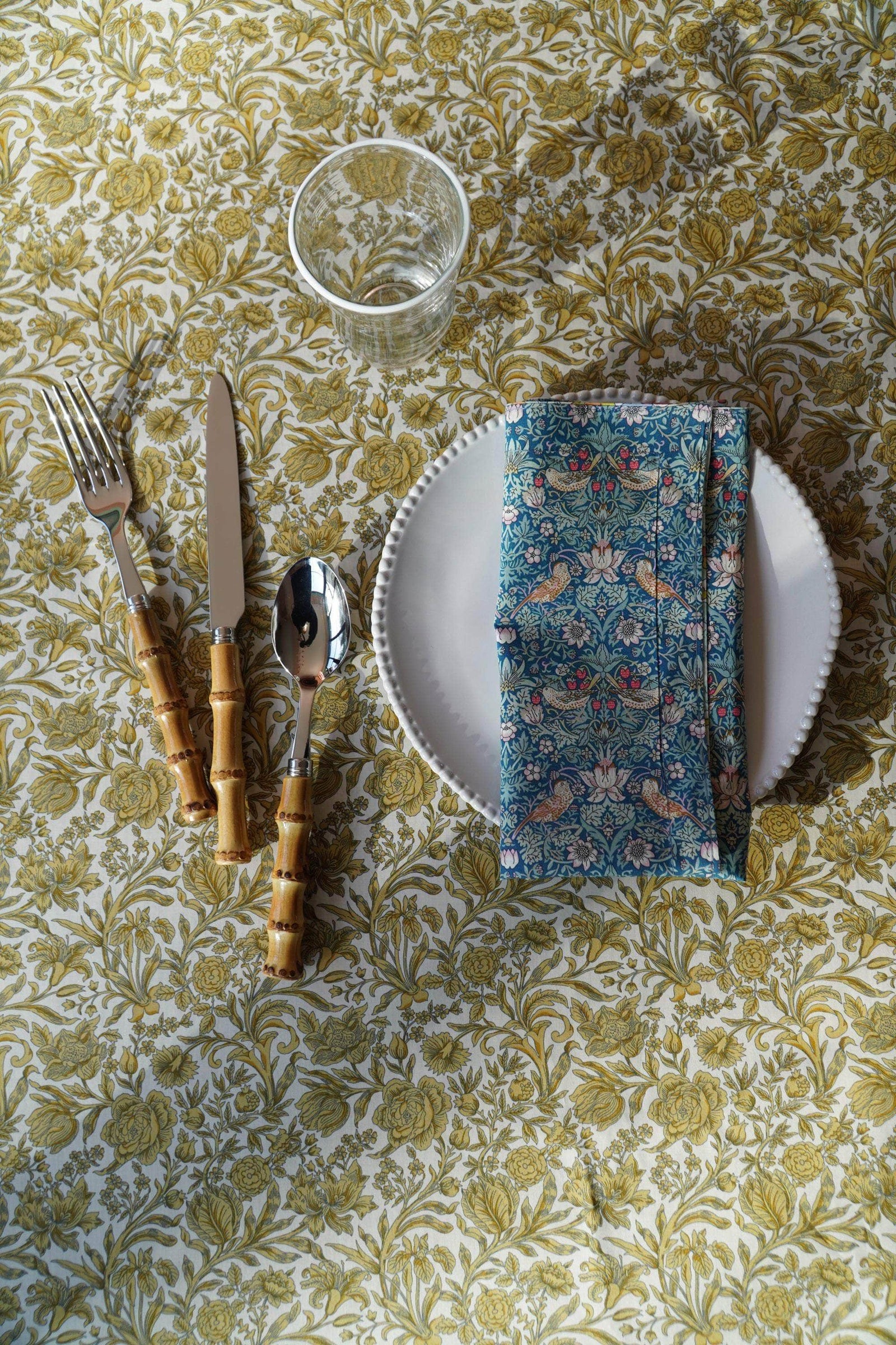 Reversible Stitch Napkin Set Made With Liberty Fabric Betsy Sage & Strawberry Thief