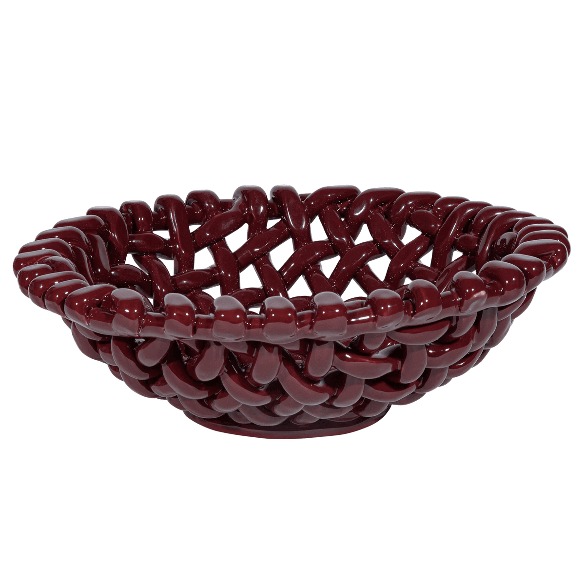 Large Burgundy Basketweave Bowl