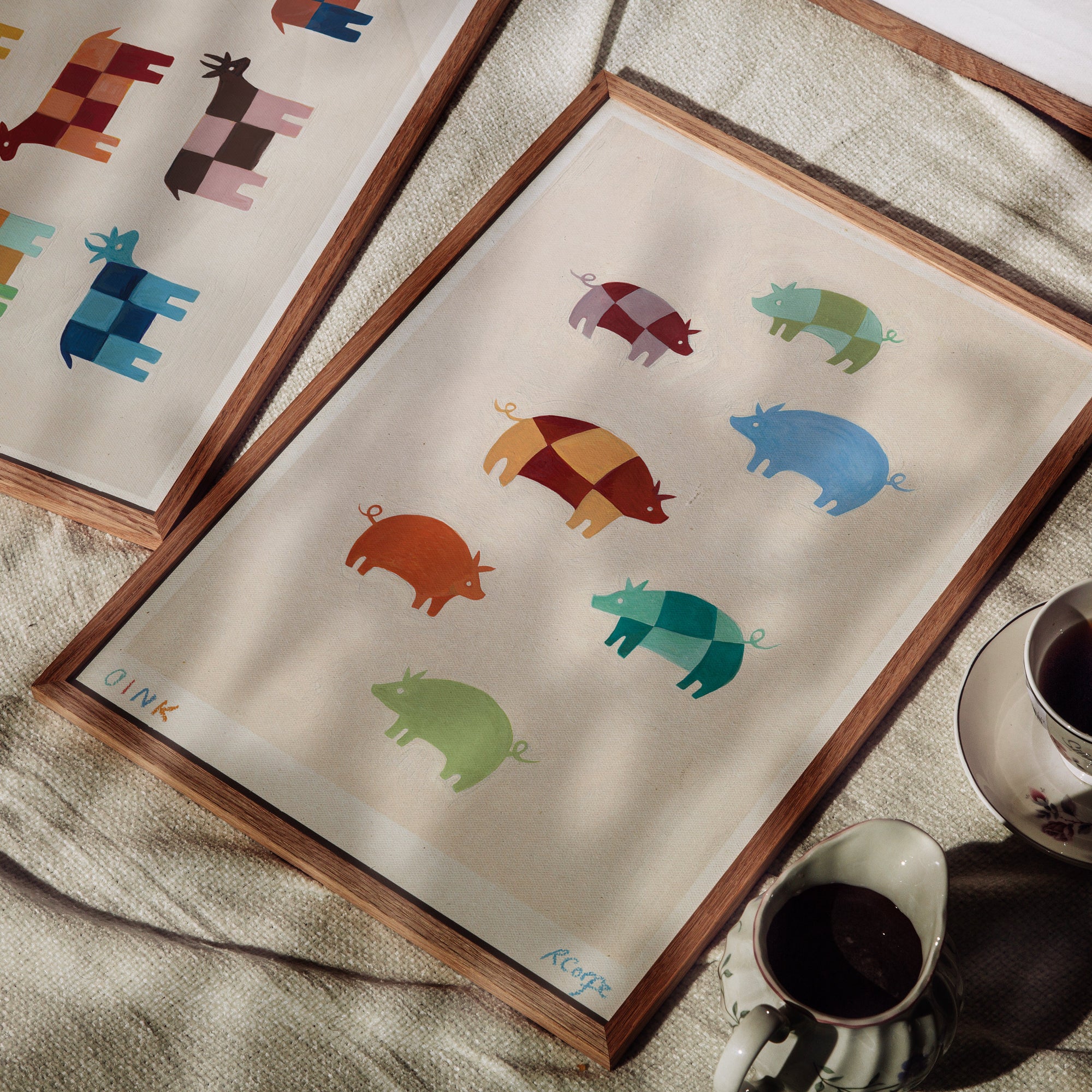 A4 - Colourful 'Oink' Pig Print