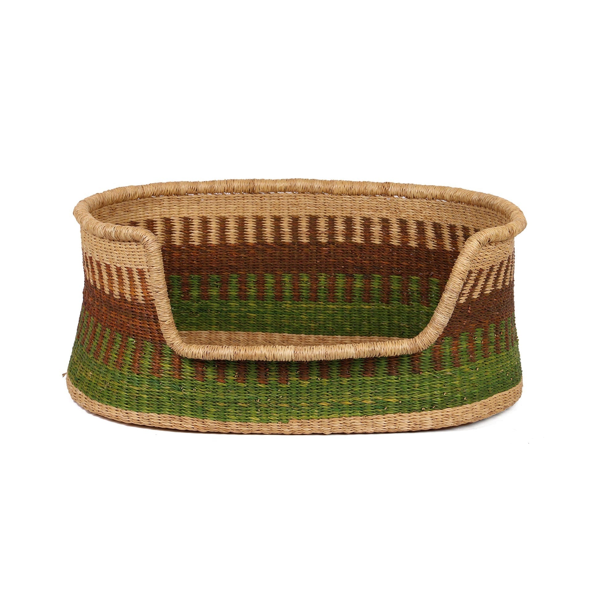 MMOADOMA: Brown and Green Dog Basket - Small