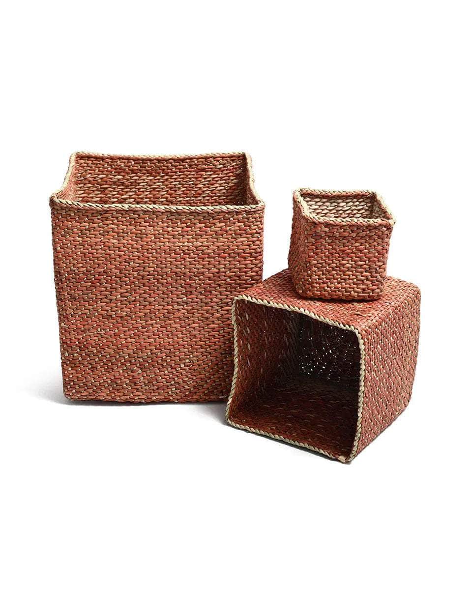 MANSA: Plain Rust Square Storage Baskets