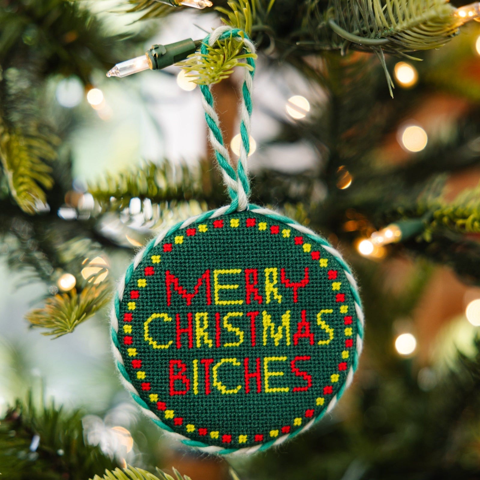 Needlepoint Ornament - Merry Christmas Bitches