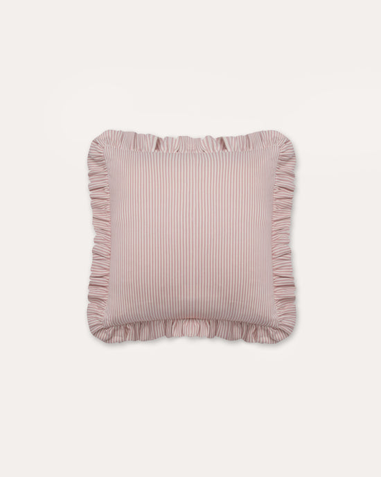 The Fine Stripe Square Cushion in Rose