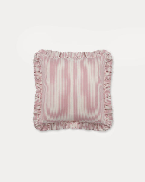 The Fine Stripe Square Cushion in Rose