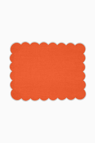 Zero-Waste Scalloped Linen Placemats Coral - Set of 2