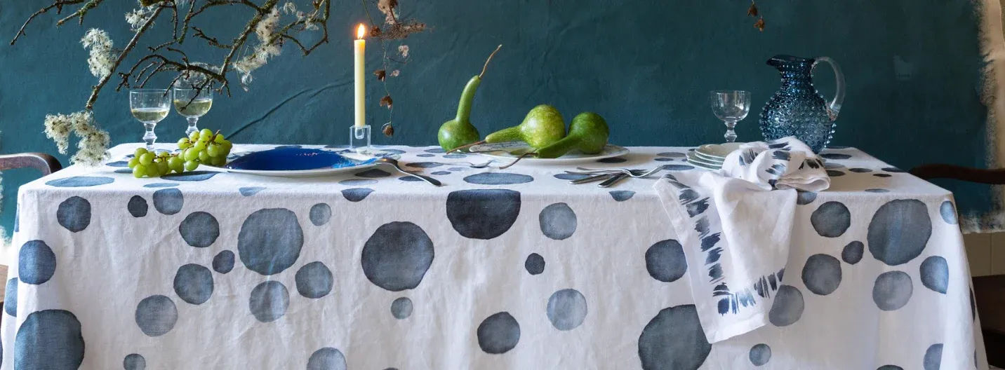 Blue Dots Tablecloth