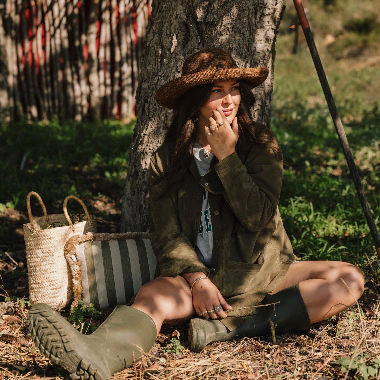 Cushion Jackie Olive & Ecru