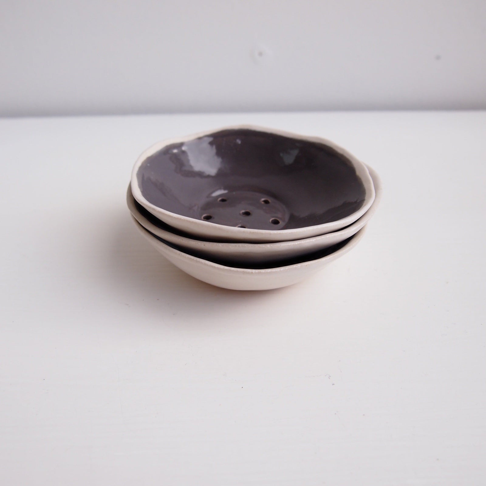 Handmade Grey and White Ceramic Soap Dish