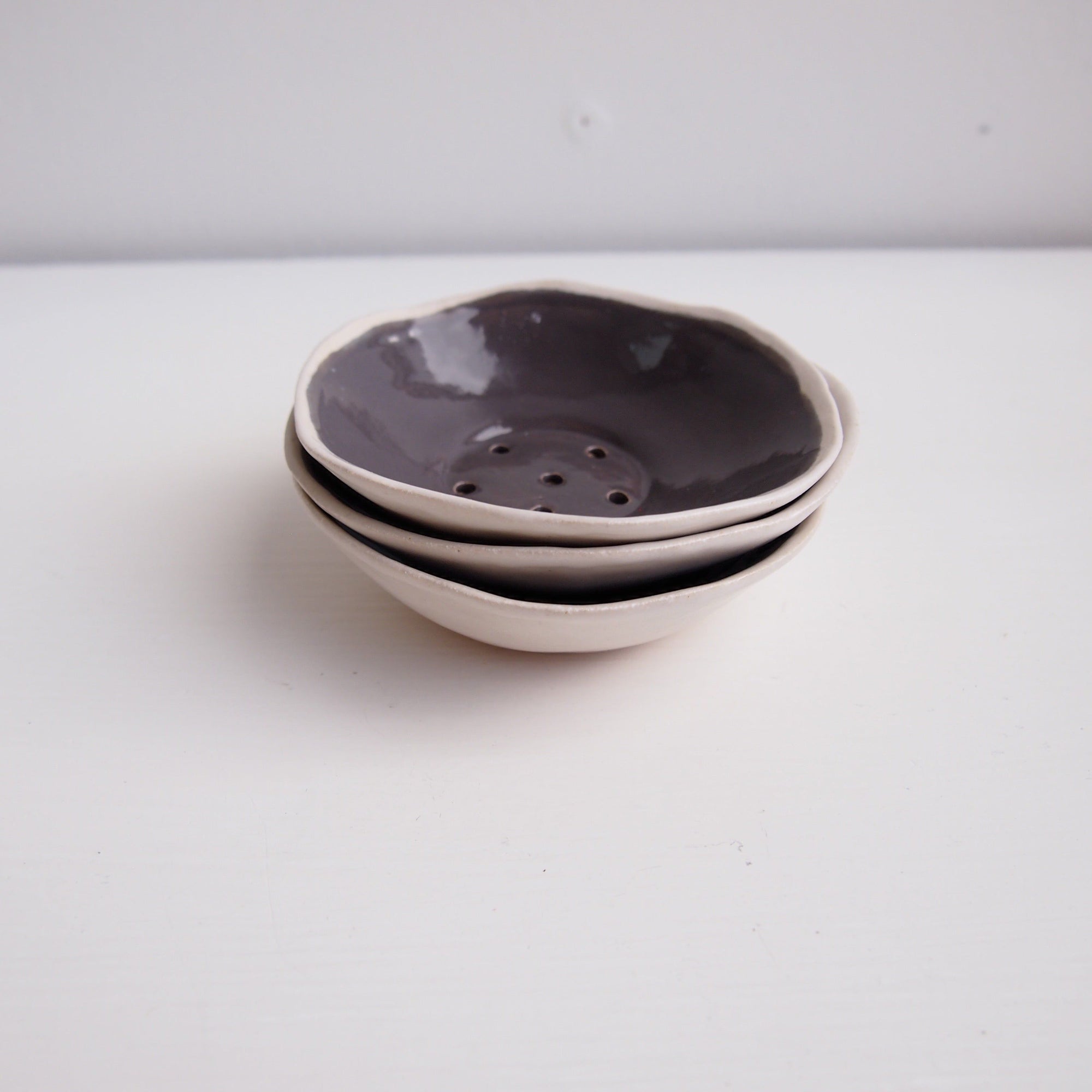 Handmade Grey and White Ceramic Soap Dish