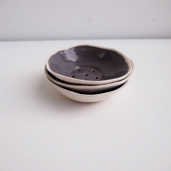 Handmade Grey and White Ceramic Soap Dish
