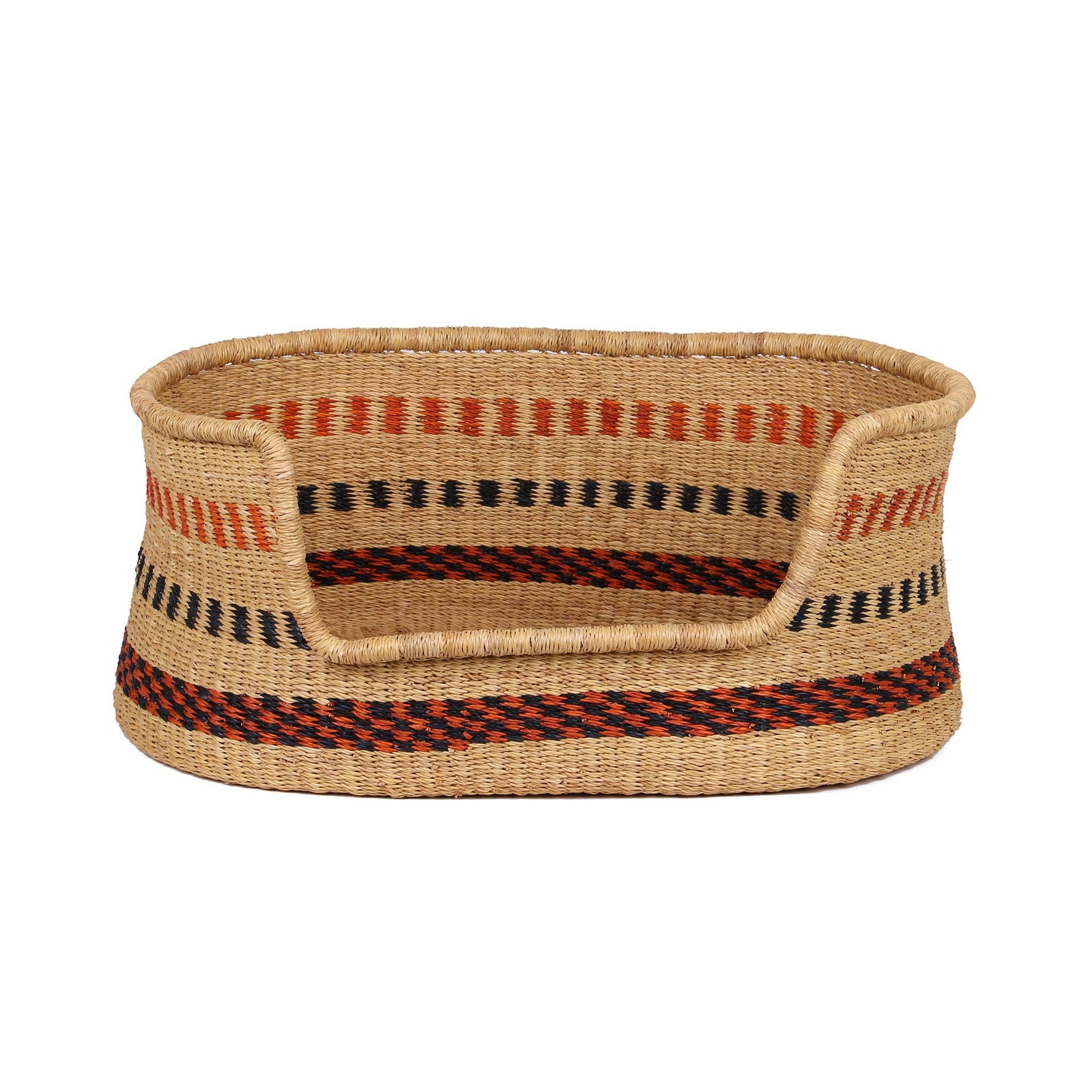 OKRAMAN: Burnt Orange and Black Dog Basket - Medium
