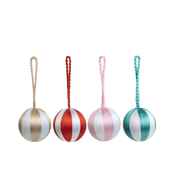 Stripe Bauble S Set/4 - Multi White