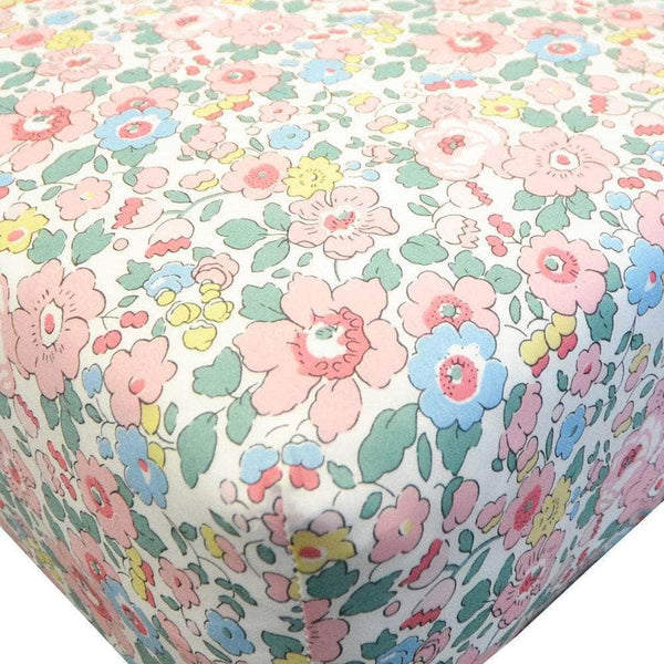 Fitted Sheet made with Liberty Fabric Betsy Blossom Pink