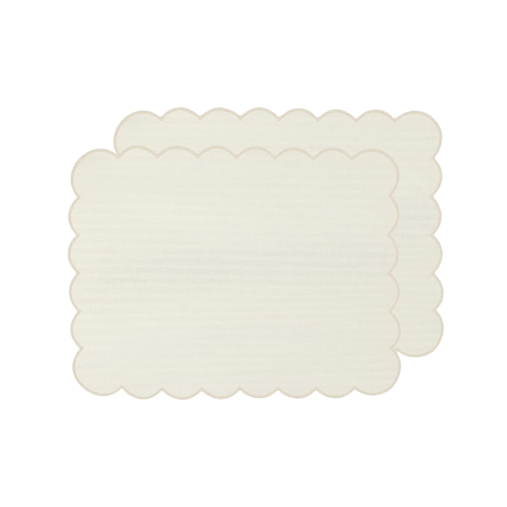 Zero-Waste Scalloped Linen Placemats Off-white - Set of 2