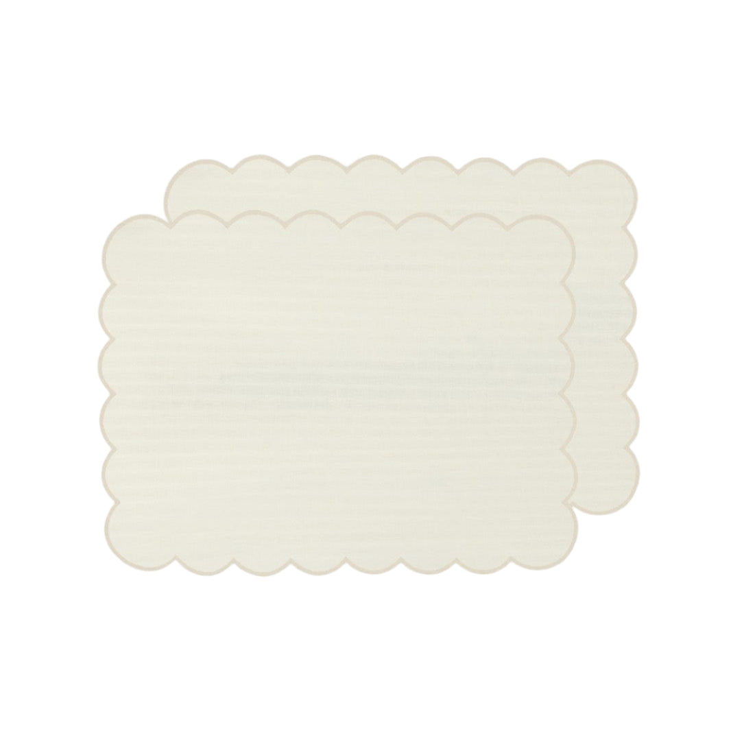 Zero-Waste Scalloped Linen Placemats Off-white - Set of 2