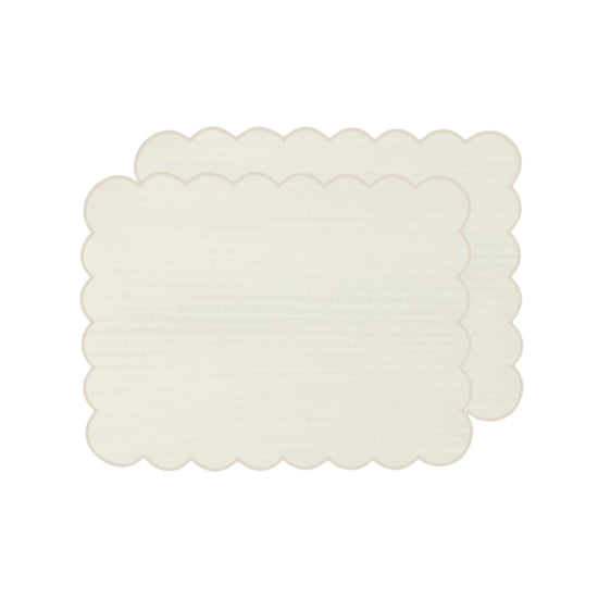 Zero-Waste Scalloped Linen Placemats Off-white - Set of 2