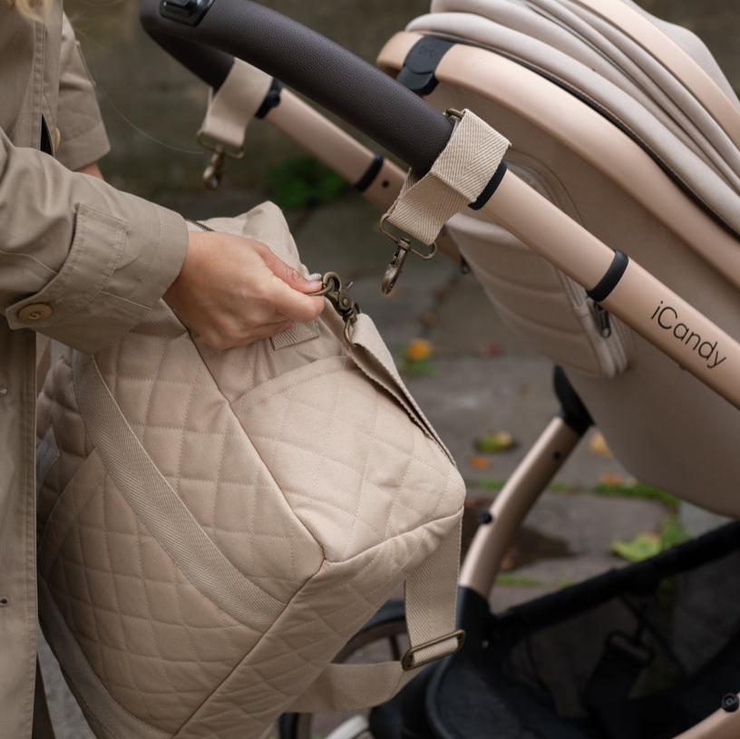Baby Changing Bag - Natural (With Pram Clips)