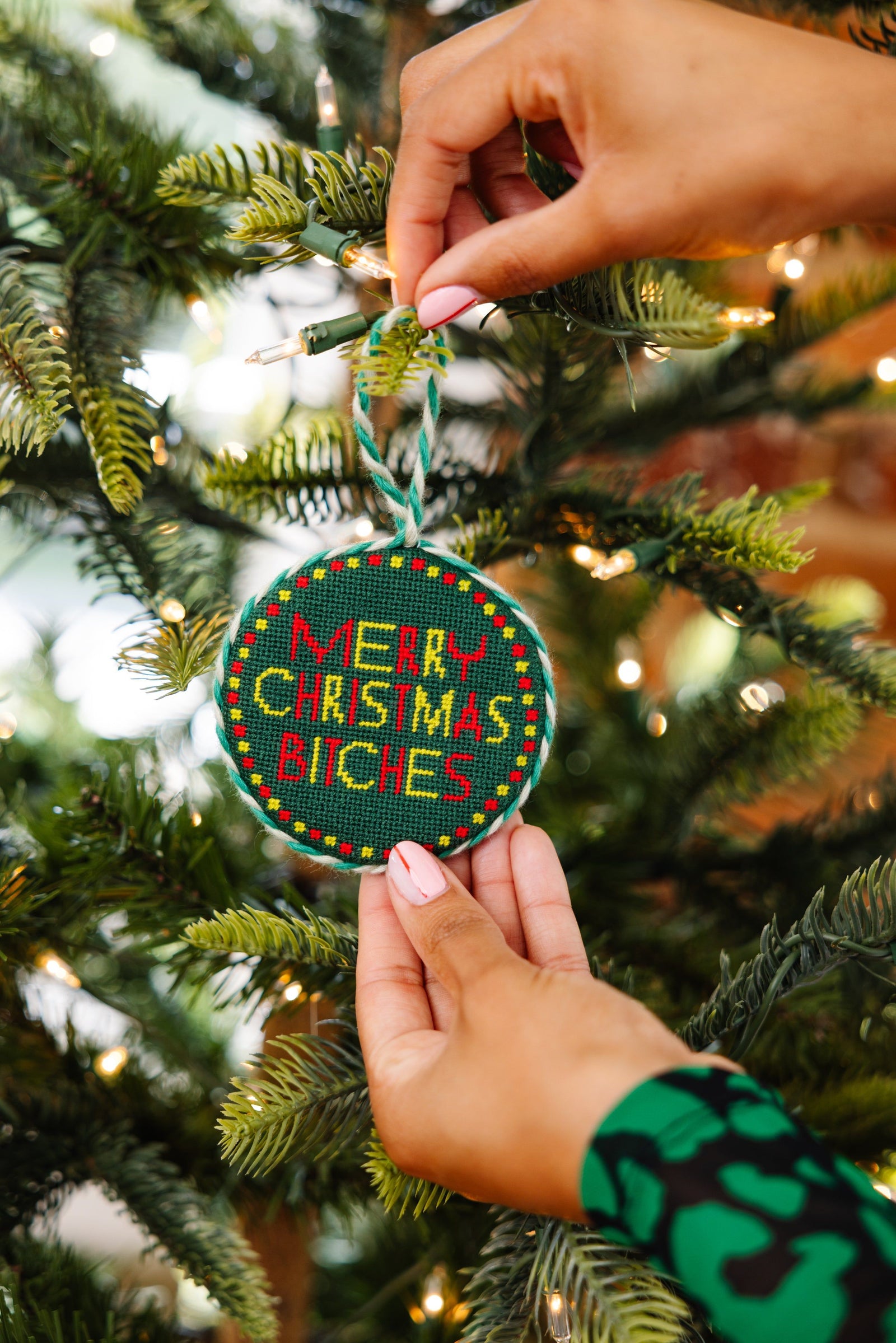 Needlepoint Ornament - Merry Christmas Bitches