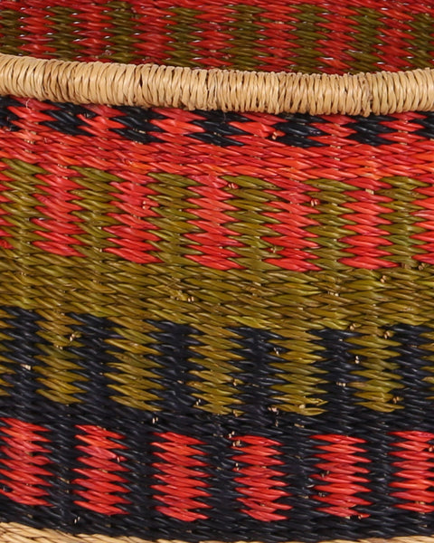 KWAMENA: Small Orange, Khaki and Black Floor Storage Basket with Handles