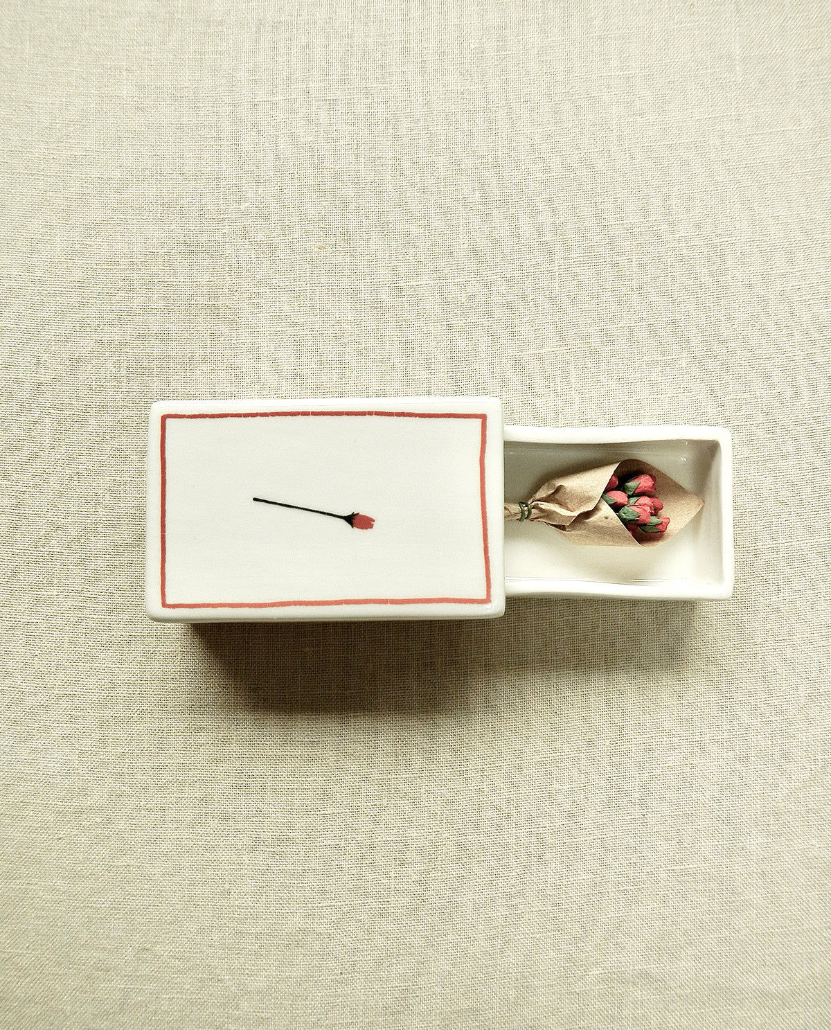 ‘Rose’ Ceramic Matchbox