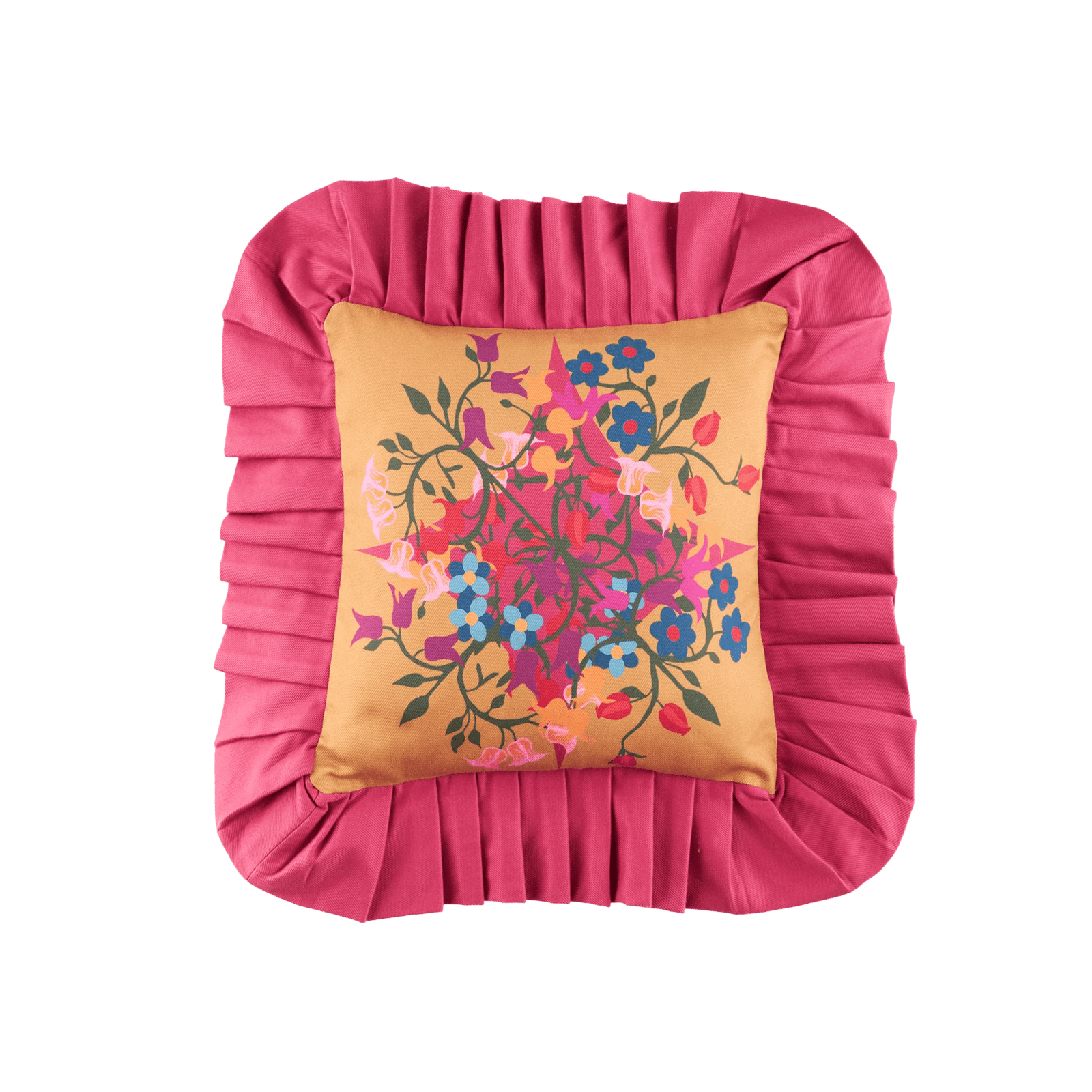 Blumen Orange Ruffled Cushion Cover